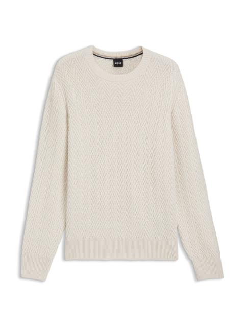 BOSS VIRGIN-WOOL SWEATER WITH HERRINGBONE STRUCTURE