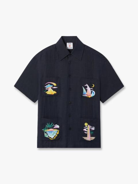 CASABLANCA Dark Grey Phantasmagoria Embroidered Short Sleeve Shirt