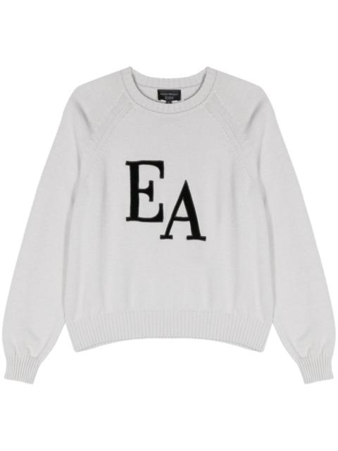 EMPORIO ARMANI logo-patch crew-neck jumper