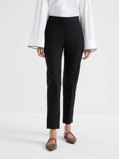 Brunello Cucinelli Stretch twisted cotton twill Capri pants with monili