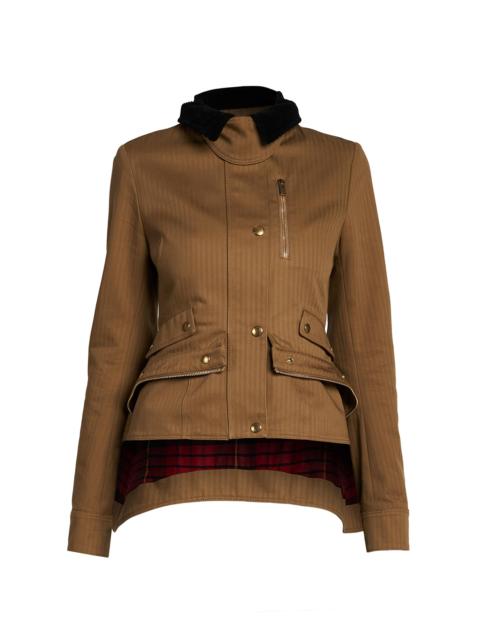 Alexander McQueen Women's Contrast-Collar Herringbone Cotton Jacket - Caramel