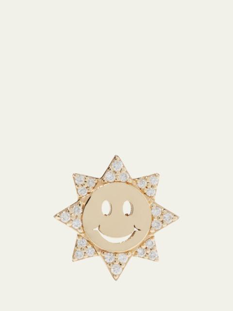 SYDNEY EVAN 14k Diamond Happy Face Single Sun Stud Earring