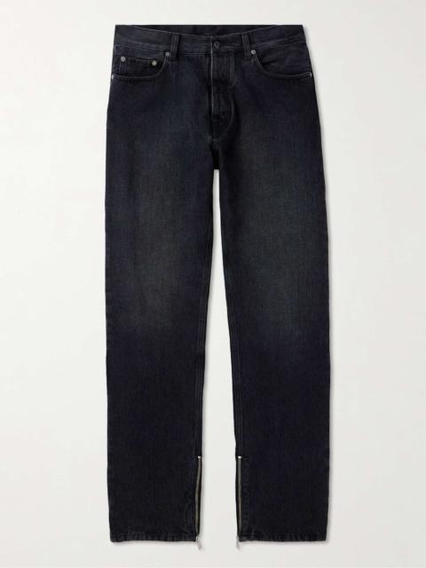 Straight-Leg Zip-Detailed Jeans