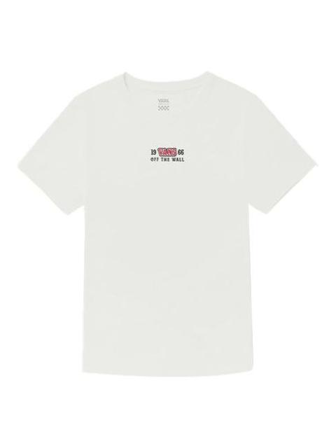 Vans (WMNS) Vans Alphabet Skeleton Printing Sports Short Sleeve White VN0A4MNEWHT