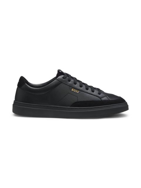 BOSS LEATHER SNEAKERS WITH SUEDE TRIMS
