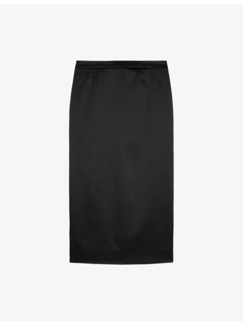 The Kooples High-Rise Satin Pencil Skirt