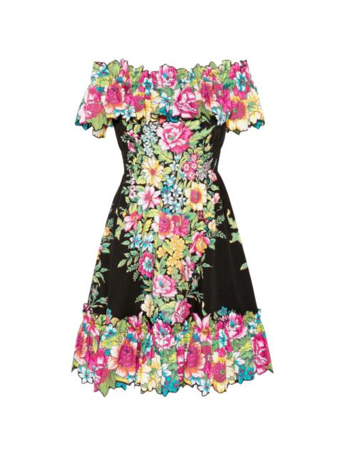 floral-print off-shoulder cotton dress