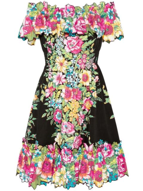 floral-print off-shoulder cotton dress