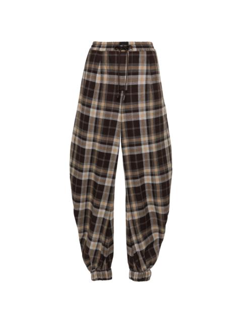 checked cotton-blend track pants