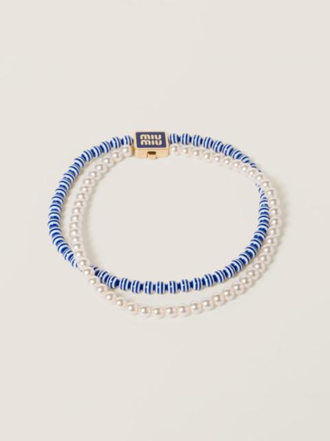 Miu Miu Metal and synthetic pearl choker