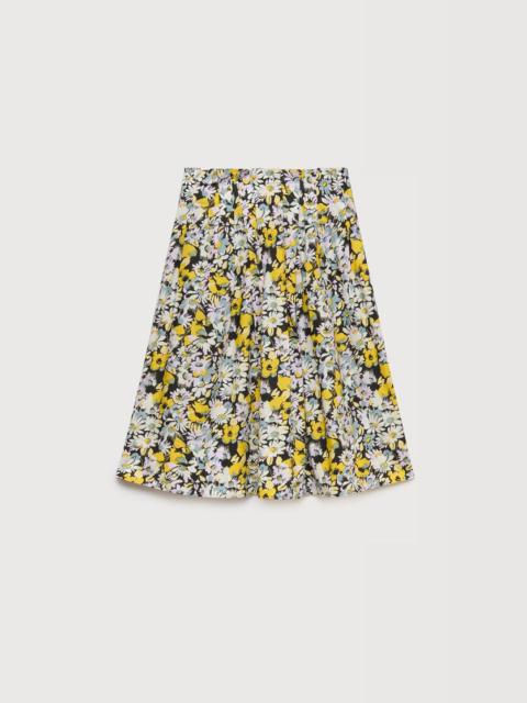 Marni BLACK POPLIN SKIRT WITH POP FLOWERS PRINT