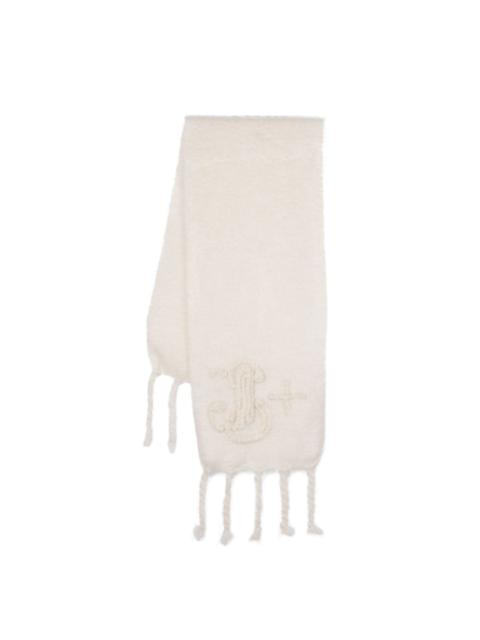 logo-embroidered mohair-wool scarf