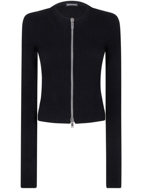 Ann Demeulemeester TERNA CROPPED ZIPPED CARDIGAN COTTON