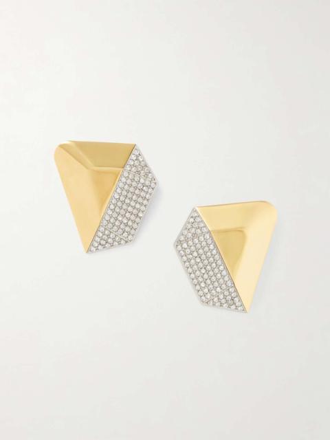 Amina Muaddi Gisele silver and gold-tone crystal earrings