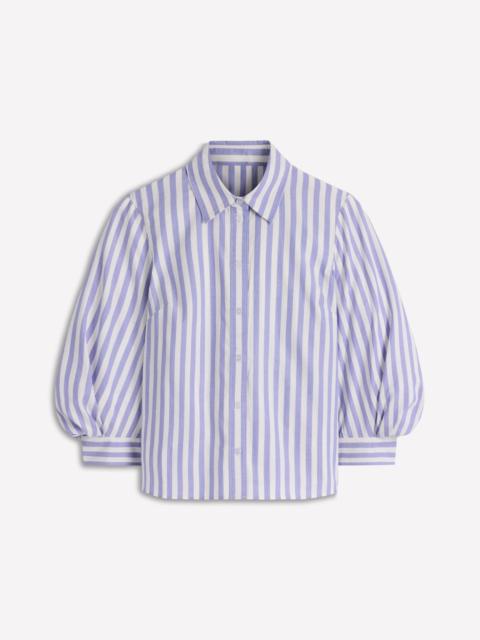 BODEN Puff Sleeve Oxford Shirt-Navy, Ivory Stripe