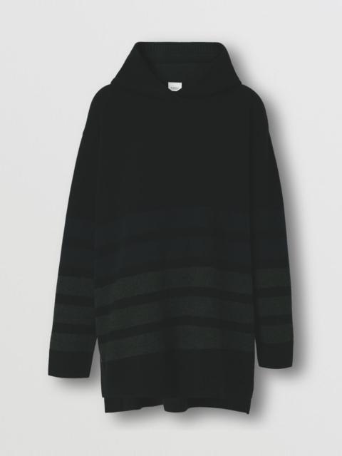 Burberry Stripe Detail Wool Cashmere Oversized Hoodie