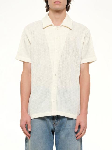 Maison Margiela Linen Short Sleeve Shirt in Off White