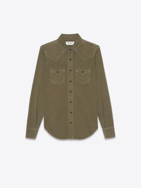 western shirt in khaki stonewashed denim