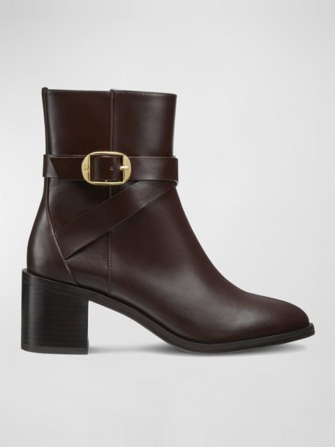 Esme Leather Buckle Zip Booties