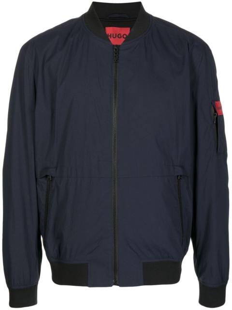 HUGO logo-patch zipped bomber jacket