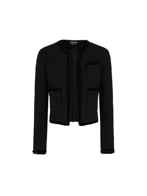 WEAVE STITCH SILK KNIT CHASSEUR JACKET