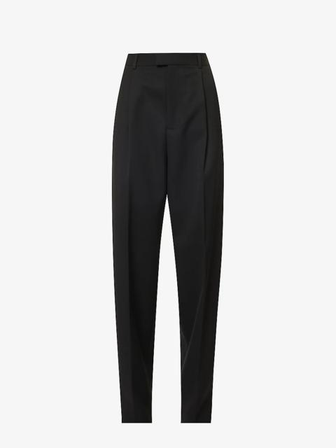 Belt-loop tapered-leg relaxed-fit wool trousers