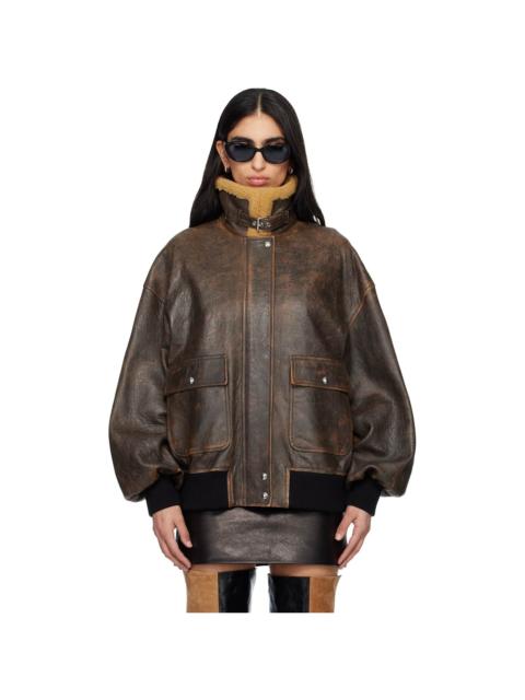 KHAITE Brown Sandor Leather Jacket