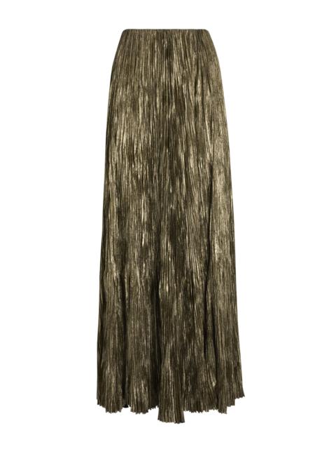 Ralph Lauren Luciana Foiled Satin Maxi Skirt silver