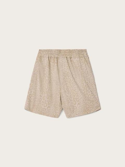 ALLSAINTS HOCKLEY RELAXED FIT SUEDE LEOPARD PRINT SHORTS