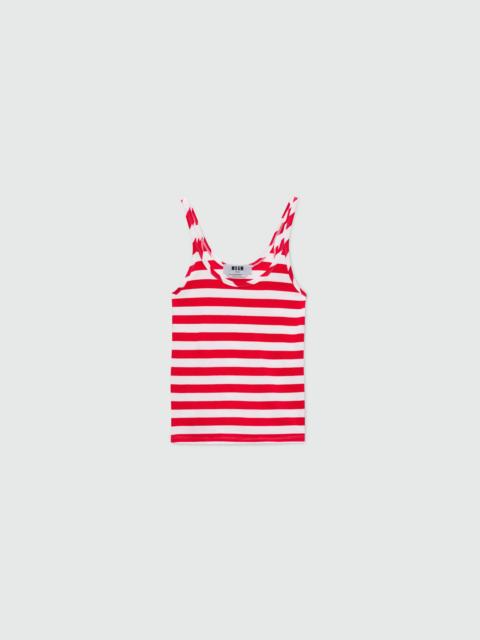 MSGM White and red striped jersey top.