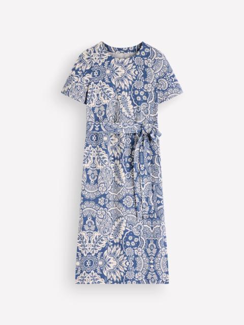 BODEN T-Shirt Jersey Midi Dress-Lyons Blue, Arabesque Meadows