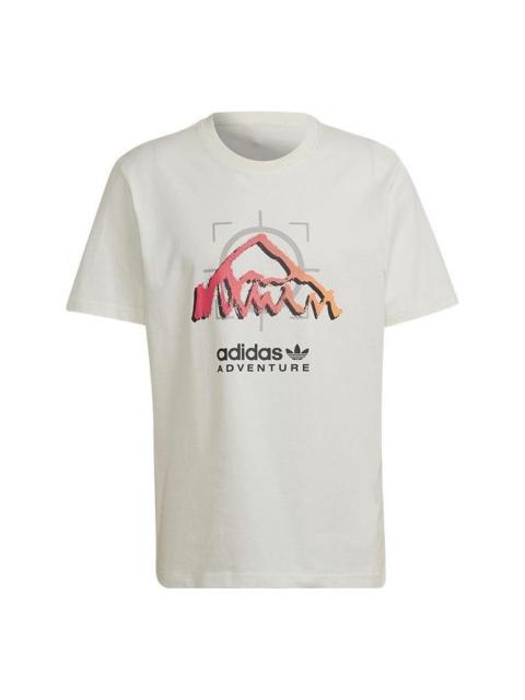 Men's adidas originals Mountain Peak Alphabet Logo Printing Round Neck Casual Short Sleeve White T-S