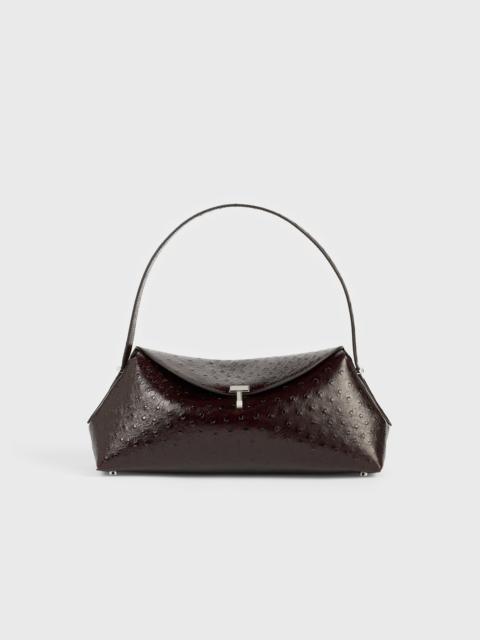 TOTEME T-lock ostrich-embossed shoulder bordeaux