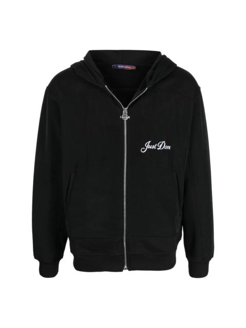 Just Don embroidered-logo zip-up hoodie