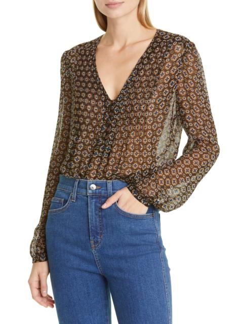 Lowell Print Pintuck Pleat Blouse