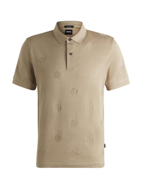 BOSS MERCERIZED-COTTON POLO SHIRT WITH DOUBLE B MONOGRAMS