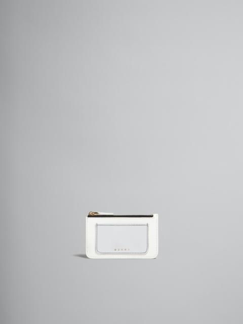 Marni WHITE AND SILVER LEATHER CARD HOLDER
