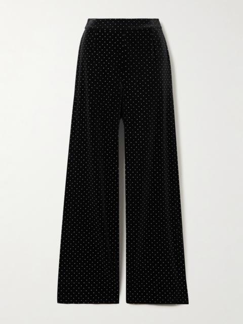 BORGO DE NOR Henley Crystal-embellished Velvet Wide-leg Pants
