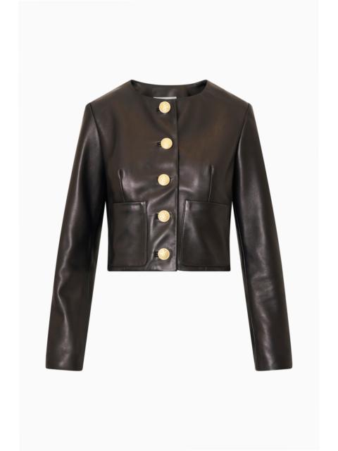 LoveShackFancy Carlatta Collarless Leather Jacket