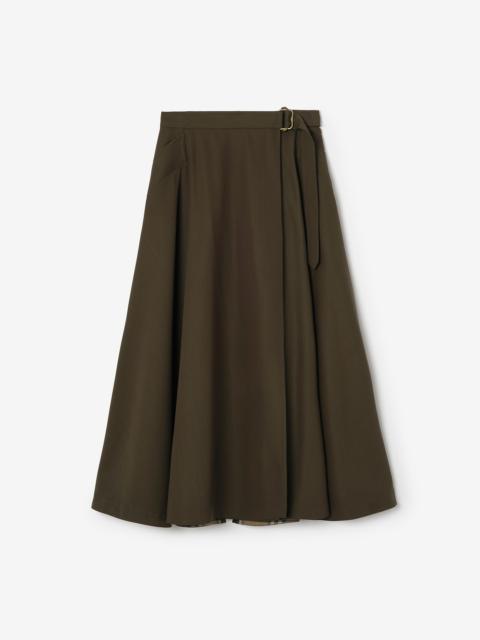 Burberry Wool Twill Midi Skirt