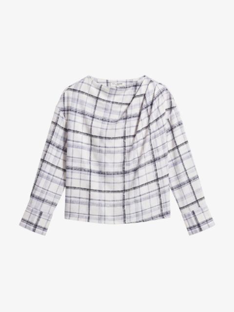 M.M.LaFleur Annmarie Drape Top - Printed Silk Charmeuse Blend