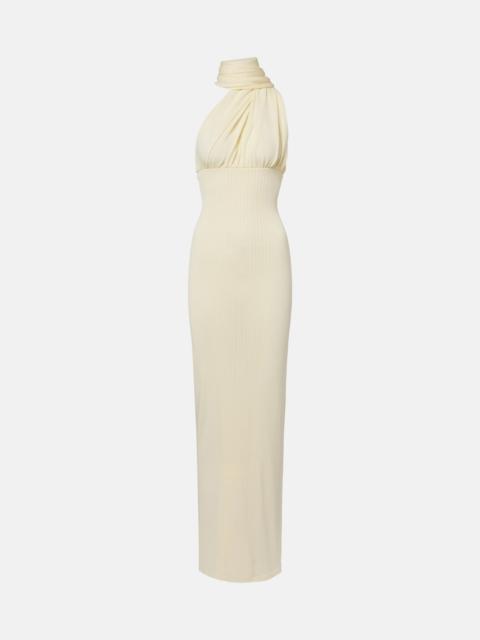 AYA MUSE Thea scarf-detail ribbed-knit maxi dress