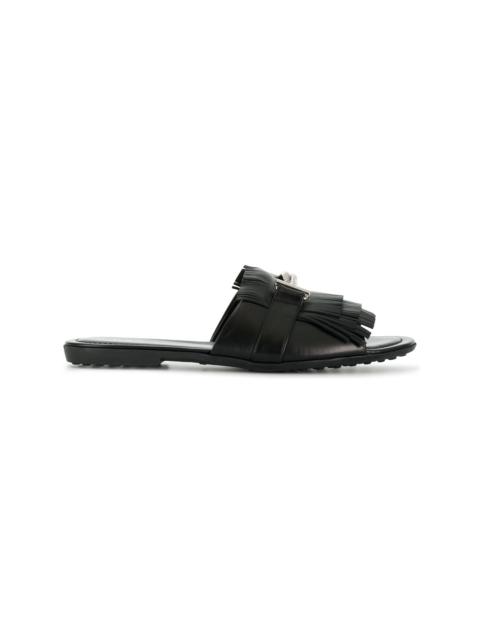 Tod's Double T fringed slides
