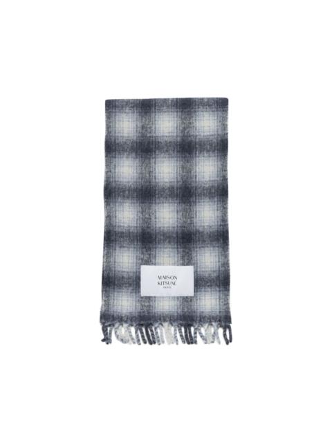 Maison Kitsuné check-pattern fringed scarf