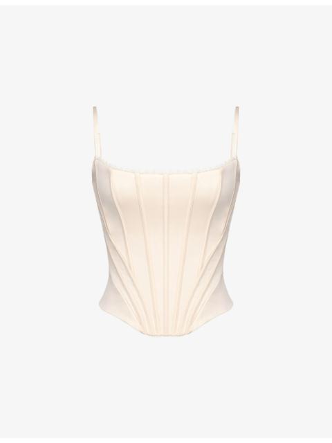 House of CB Cadie Graphic-Print Satin Corset Top