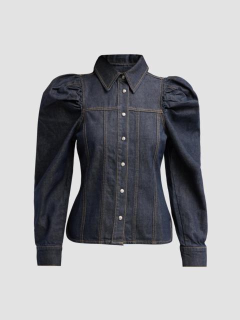 GANNI Women's Slub Denim Shirt - Rinse