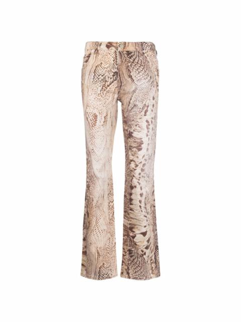 snakeskin print straight-leg jeans