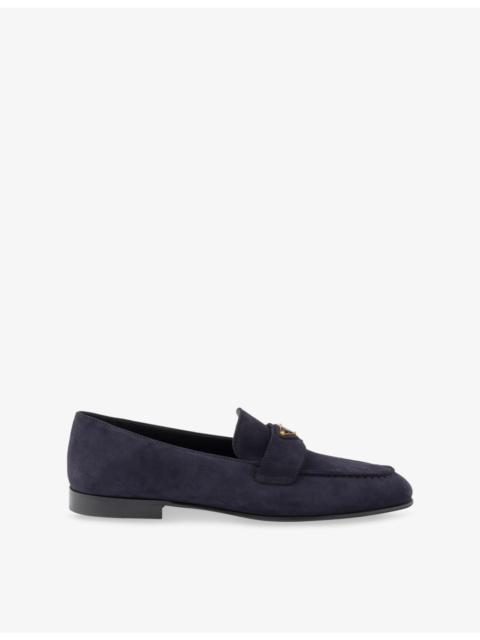 Prada Triangle-Logo Suede Loafers