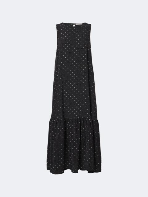 ASCENO Polka-dot tiered silk midi dress