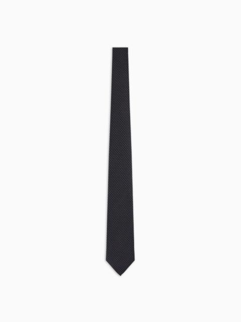 EMPORIO ARMANI Pure silk tie with jacquard micro-motif